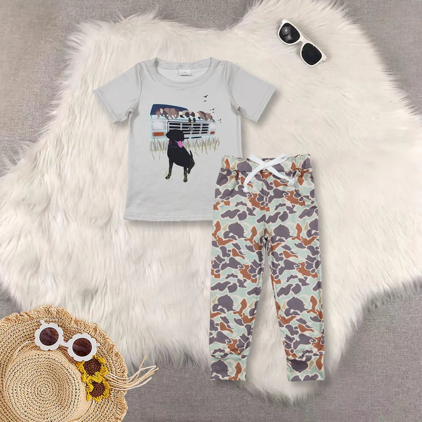 Dog duck shirt camo leggings baby boy clothes BT0423+P0421