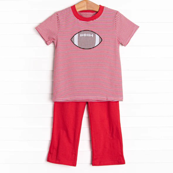 Red stripes football top matching pants clothes preorder