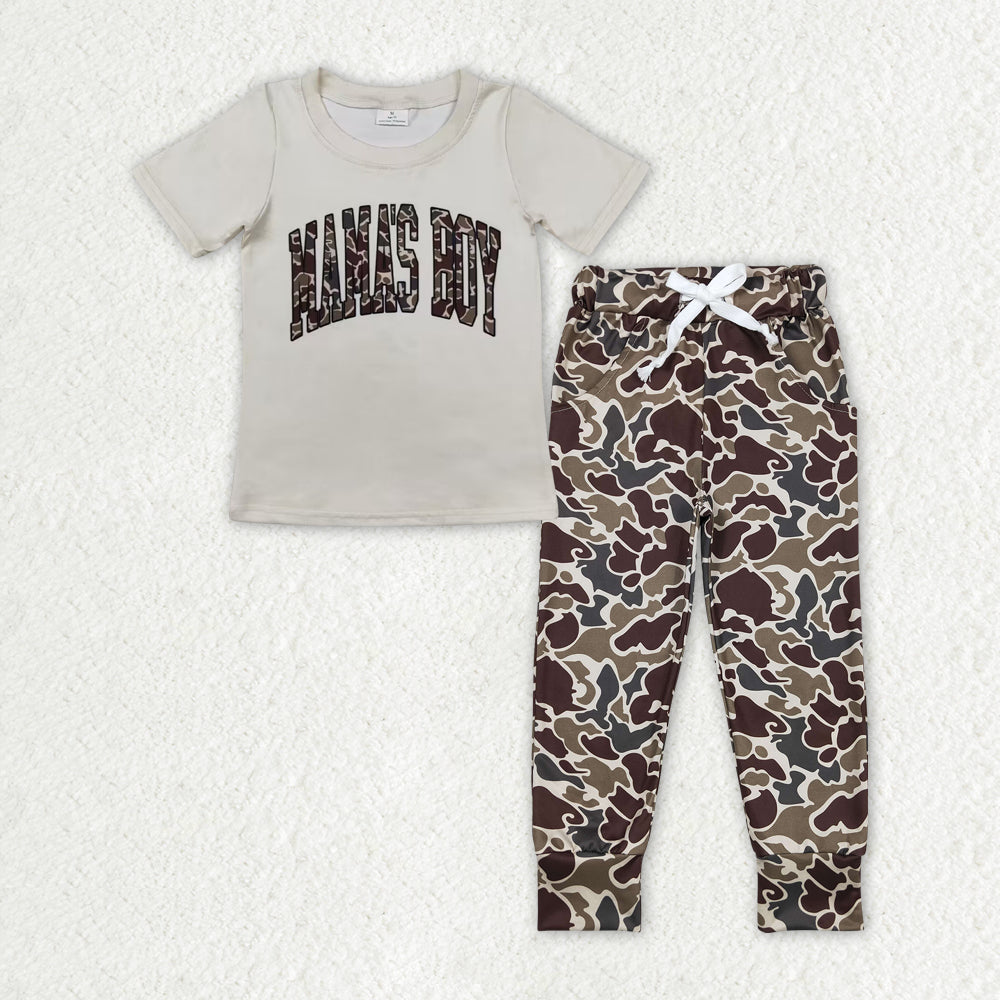 Mamas boy short sleeve top camo leggings pants outfit