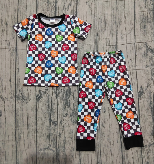 Valentines day heart print black checkered clothes preorder