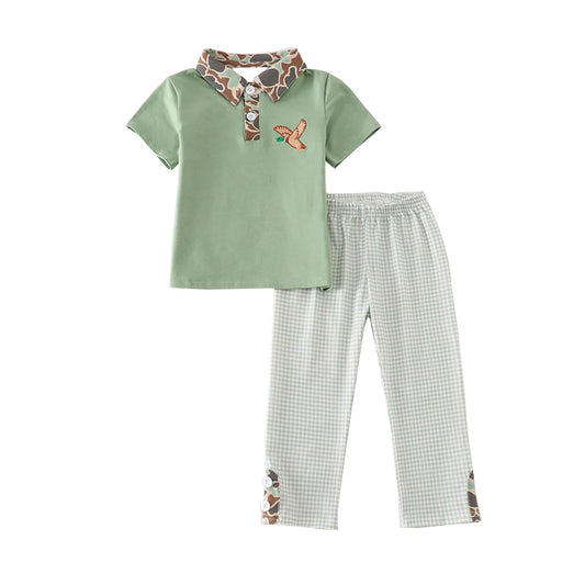 Baby boy mallard duck top plaid leggings matching outfit preorder