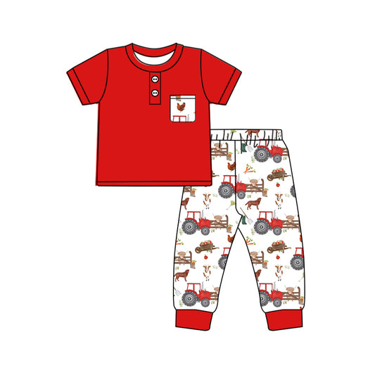 Baby boy short sleeve farm chicken animal clothes preorder