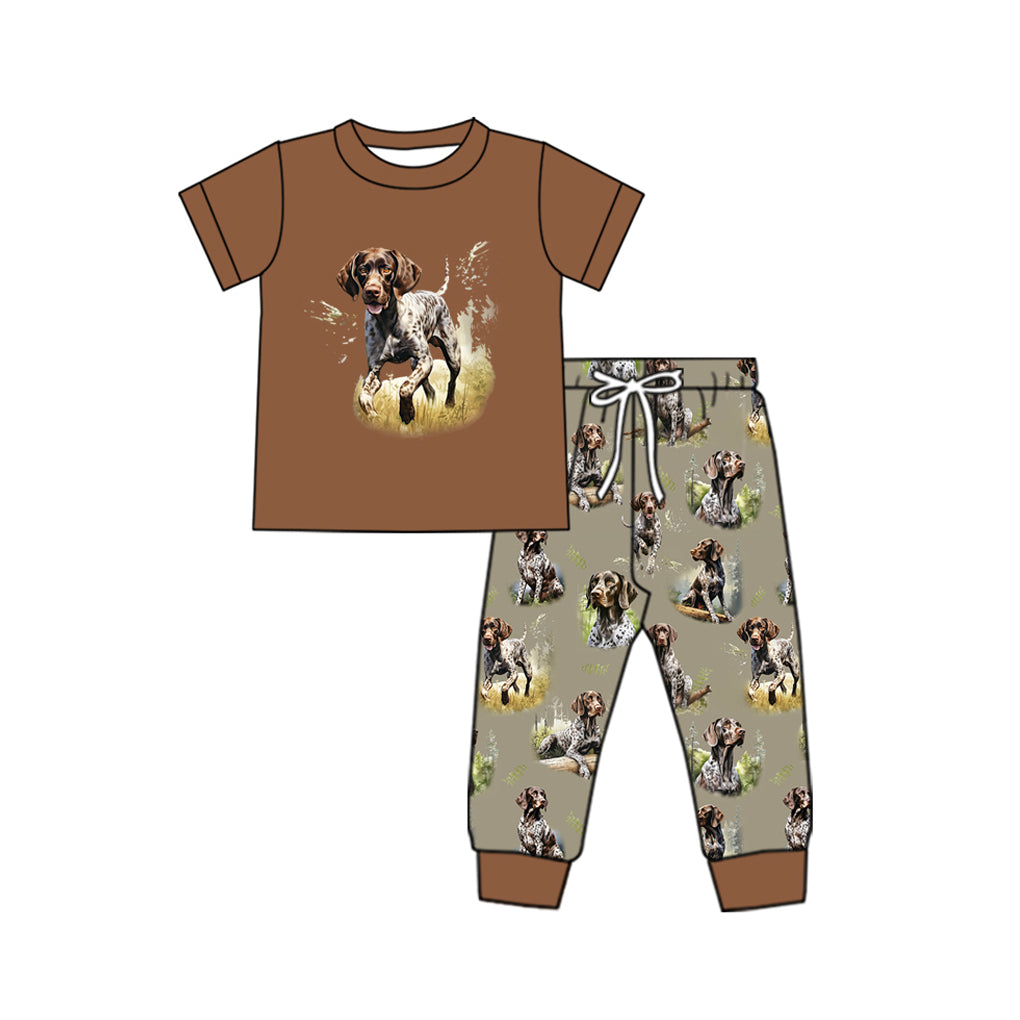 Hunting dog short sleeve baby boy outfit preorder