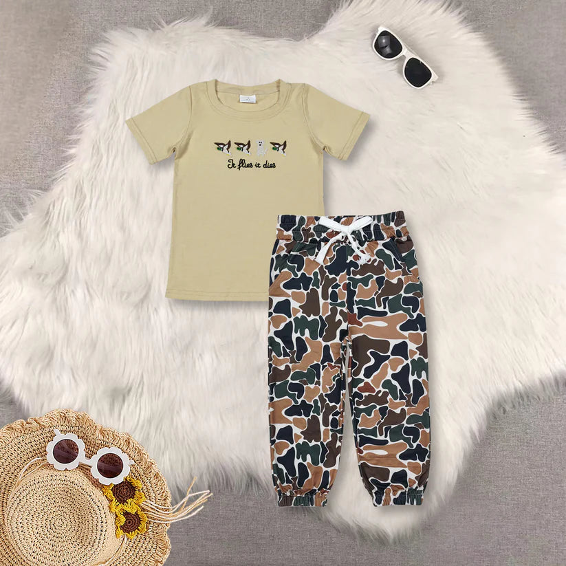 Dog duck shirt camo leggings baby boy clothes BT0621+P0650