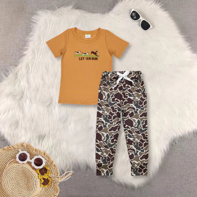 Dog deer shirt camo leggings baby boy clothes BT0674+P0433