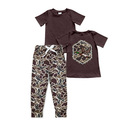 Mallard duck brown top matching leggings boy outfit preorder