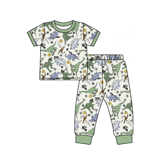 baby boy short sleeve dinosaur pajama set preorder