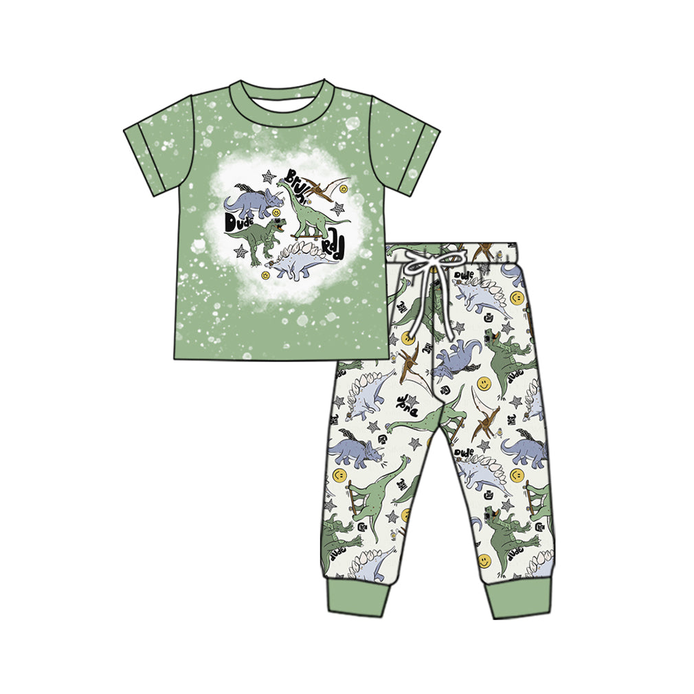 baby boy short sleeve dinosaur outfit preorder