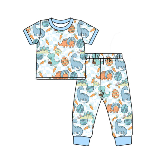 baby boy Easter egg dinosaur pajama set preorder