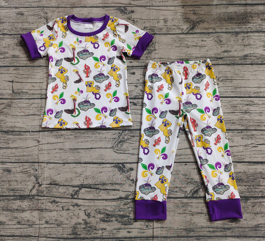 baby boy Mardi Gras short sleeve  outfit preorder