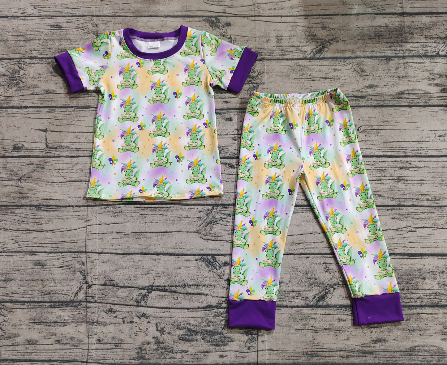 Baby girl Mardi Gras top matching pants matching clothes preorder