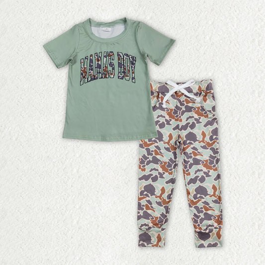 Mamas boy shirt camo pants baby boy summer clothes