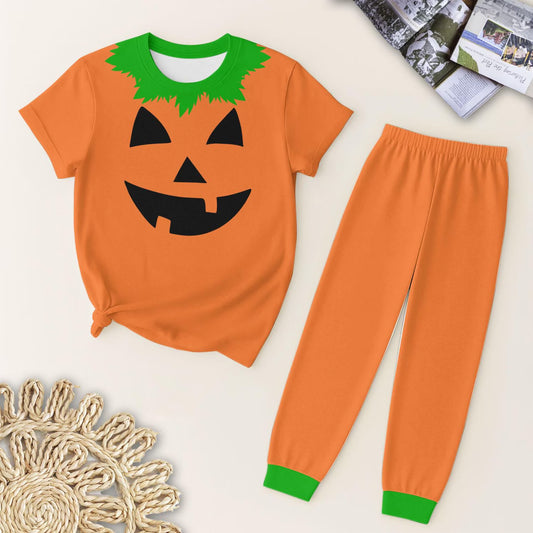 Halloween skull pumpkin boys short sleeve pajama set outfit preorder