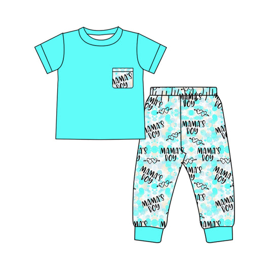 Mamas boy Mothers day top matching leggings design kids outfit preorder