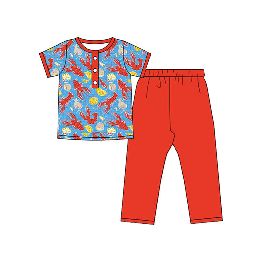 Crawfish corns boys short sleeve top matching pants outfit preorder
