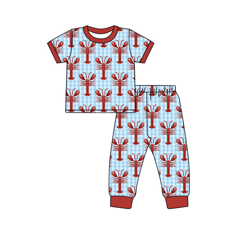Crawfish design boys short sleeve outfit preorder