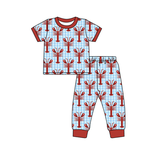 Crawfish design boys short sleeve outfit preorder