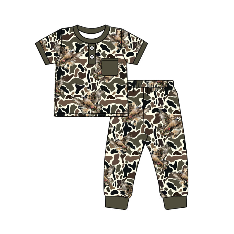 Camo design boys short sleeve matching outfit preorder