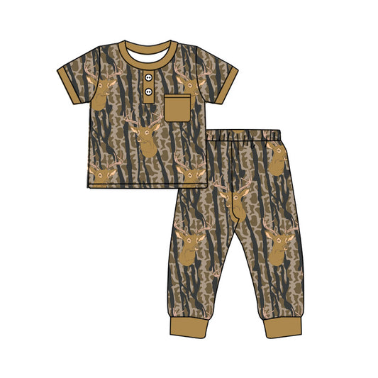 Deer Camo design boys short sleeve matching outfit preorder