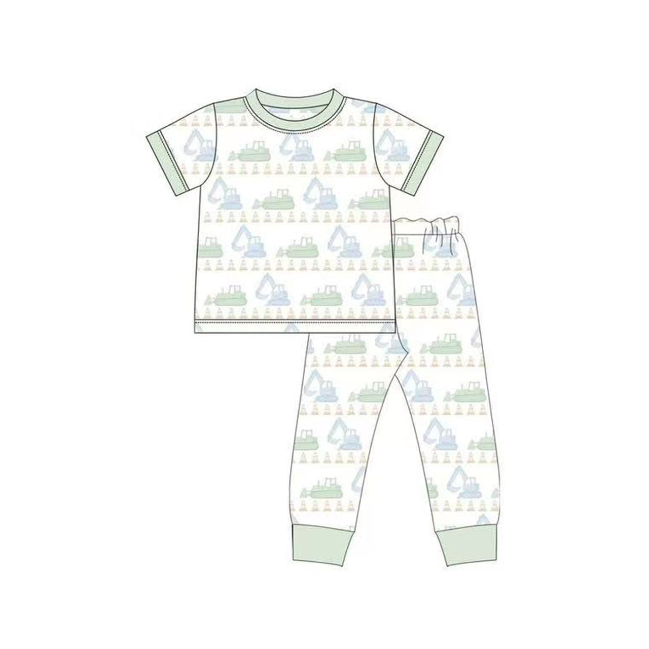 Construction design boys short sleeve outfit preorder