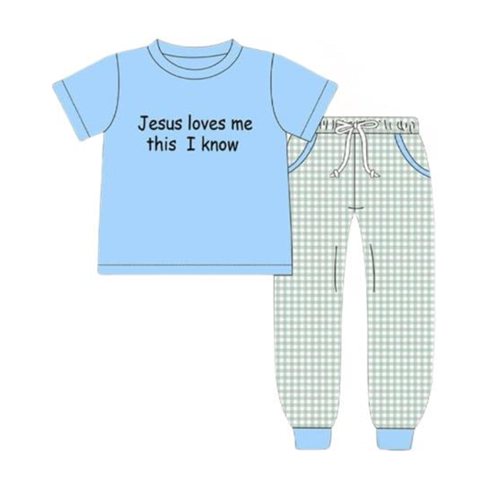 Boys jesus loves me top matching pants outfit preorder