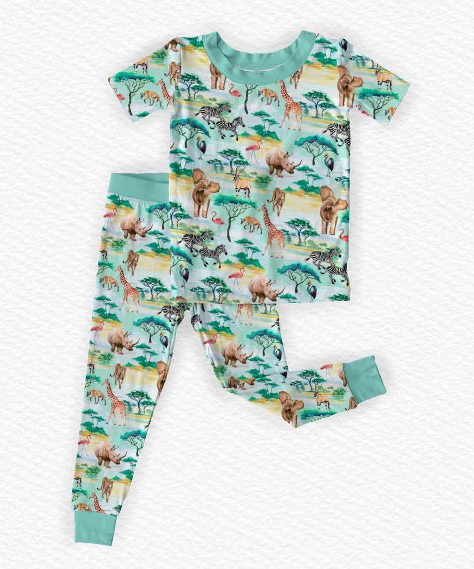 Animal zoon short sleeve top matching pants baby boy outfit preorder