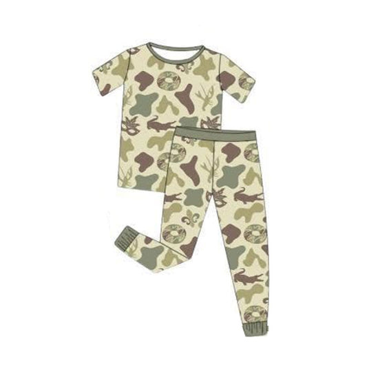 Deer camo design short sleeve top matching pants baby boy outfit preorder