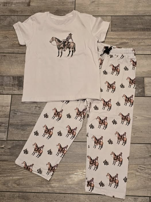 Western cowboy print boys short sleeve outfit preorder