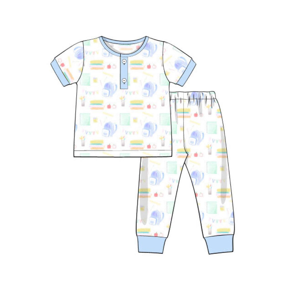 Back to school design kids short sleeve outfit preorder