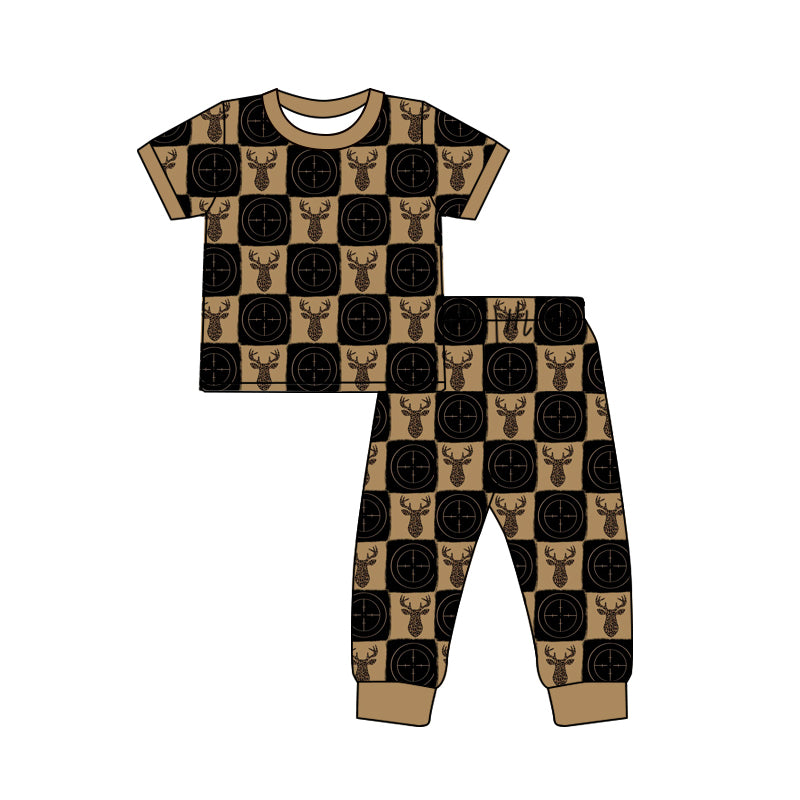 Leopard Deer print short sleeve top matching pants outfit preorder