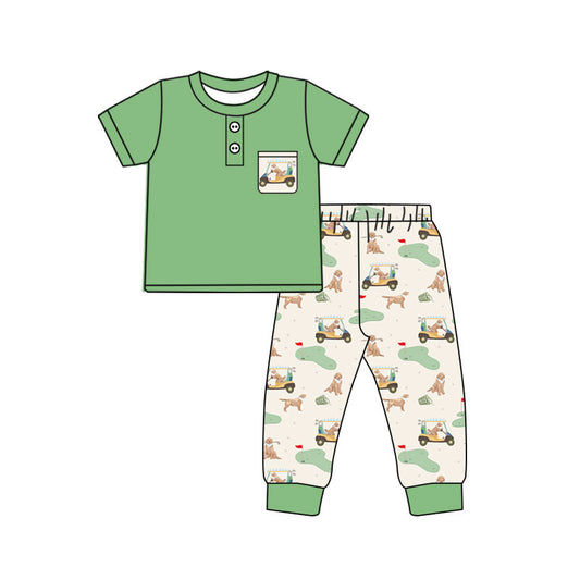 Short sleeve pocket top matching pants boy golf outfit preorder