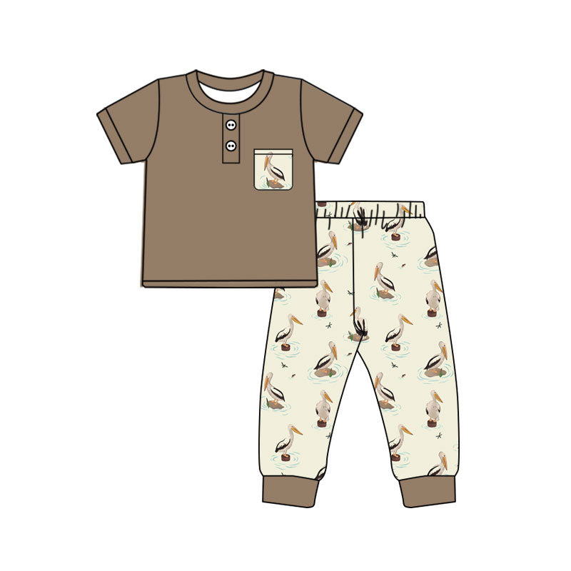 Short sleeve pelican top matching pants boy summer outfit preorder