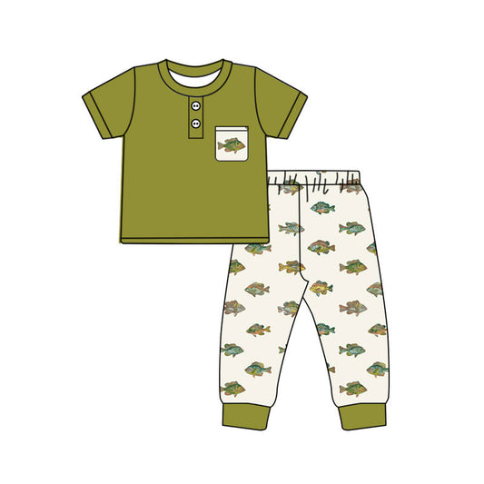 Short sleeve fishing top matching pants boy summer outfit preorder