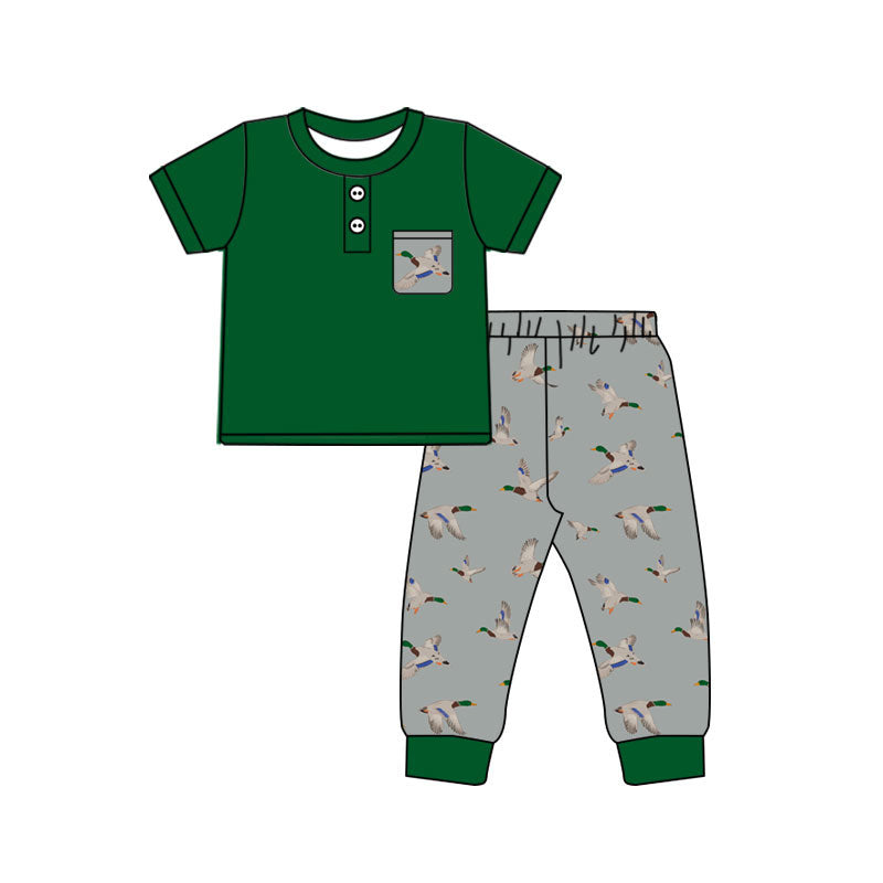 Short sleeve mallard duck top matching pants boy summer outfit preorder