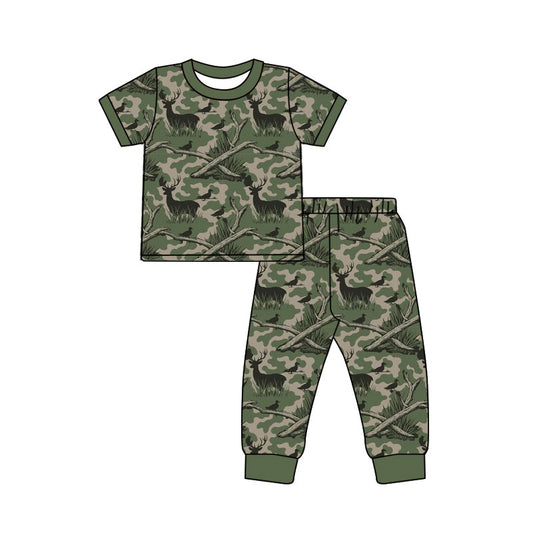 Deer camo short sleeve top matching pants boy outfit preorder