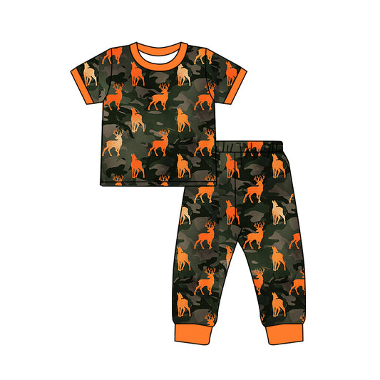 Deer camo short sleeve top matching pants boy outfit preorder