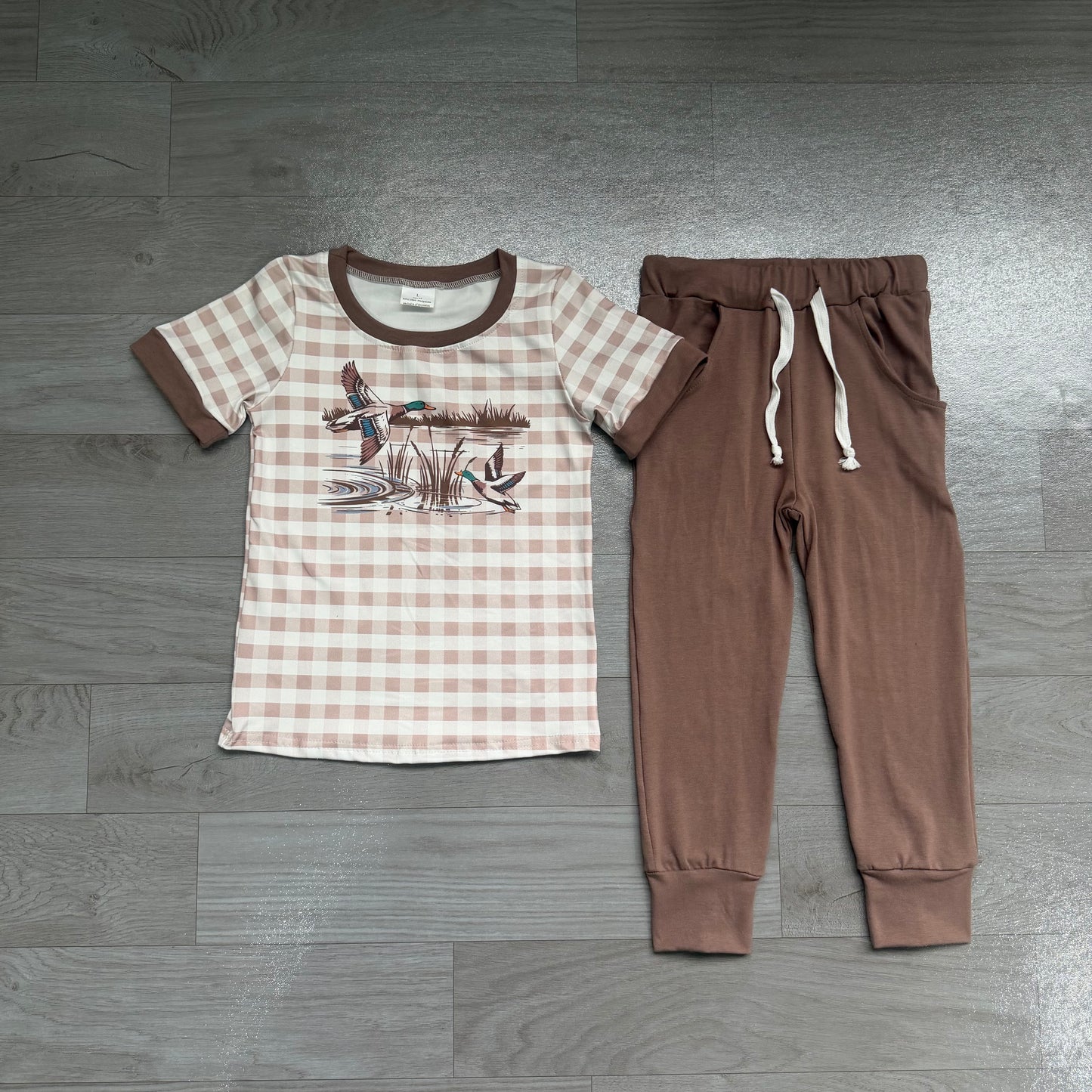 Mallard duck short sleeve top matching pants boy outfit preorder