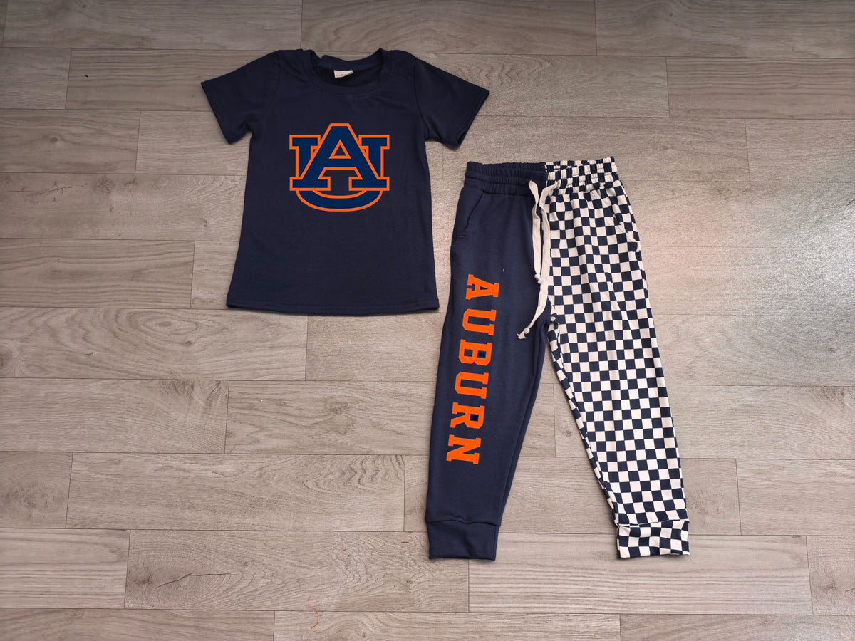 Auburn print short sleeve top matching pants boy outfit preorder
