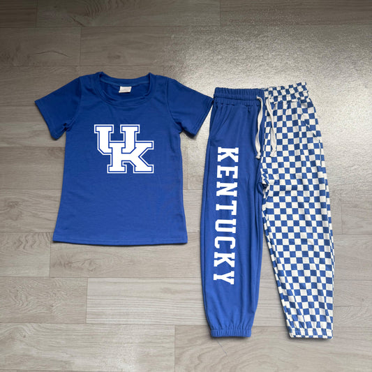 Kentucky vinyl print short sleeve top matching pants boy outfit preorder