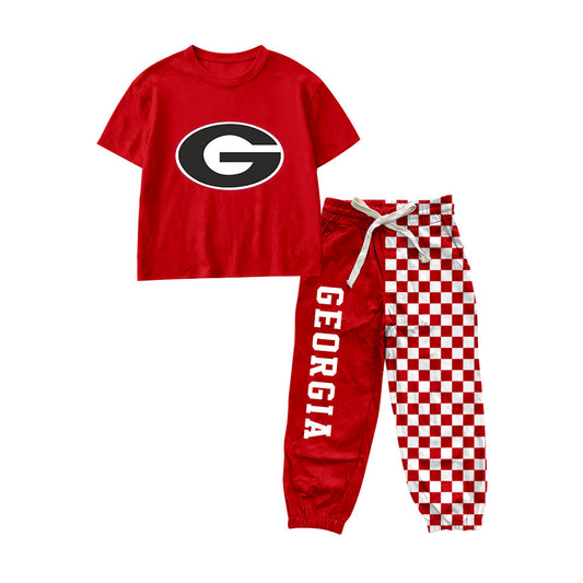 Georgia print short sleeve top matching pants boy outfit preorder