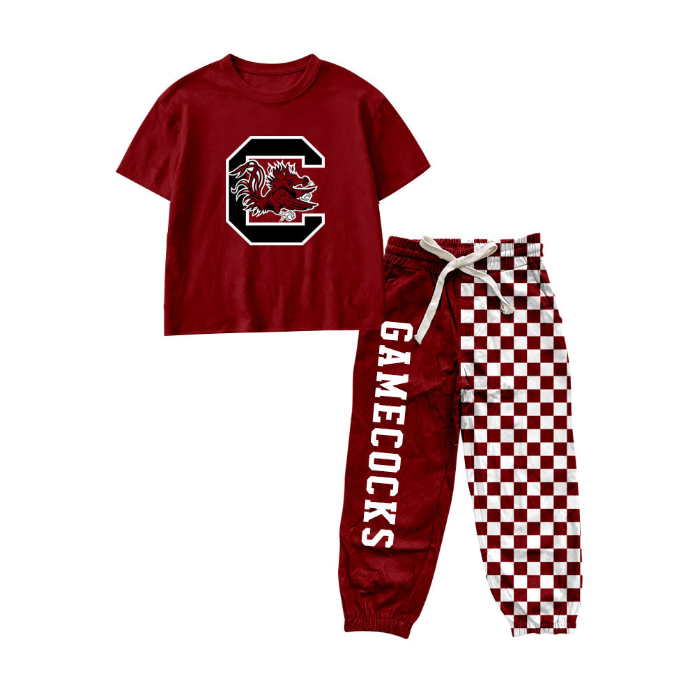 Gamecocks print short sleeve top matching pants boy outfit preorder