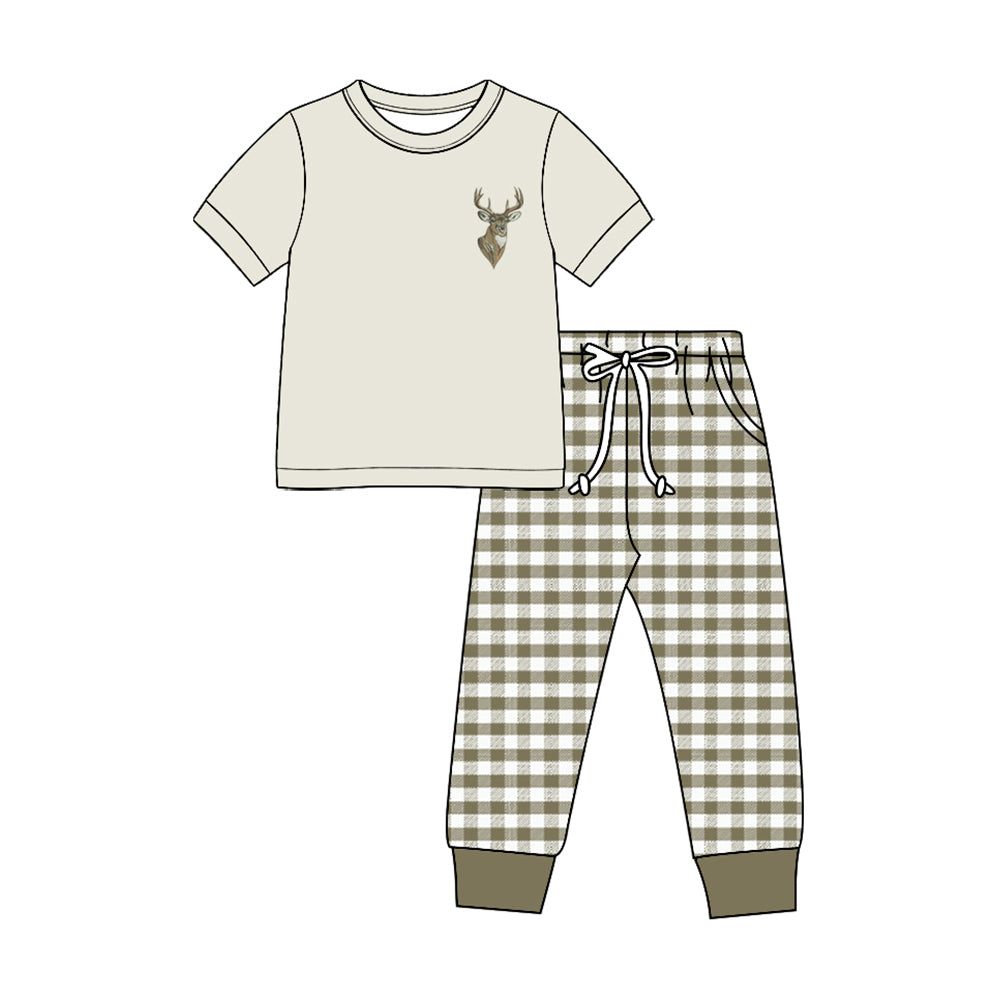 Short sleeve deer top matching pants boy outfit preorder