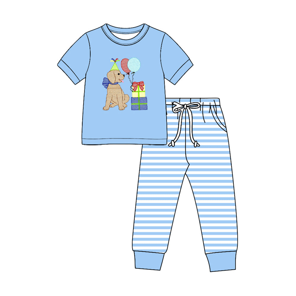 Short sleeve birthday top matching pants boy outfit preorder