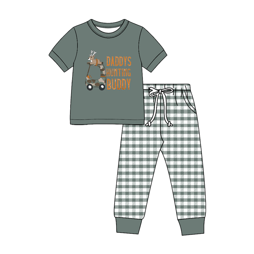 Short sleeve daddys hunting buddy top matching pants boy clothes preorder
