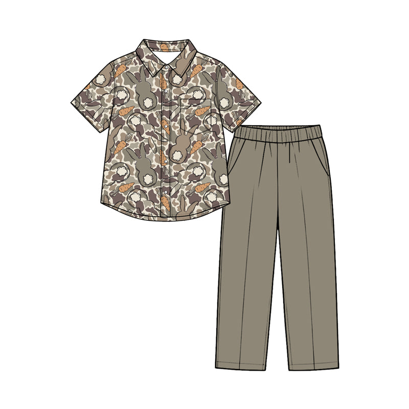 Short sleeve easter bunny carrot top matching pants boy clothes preorder
