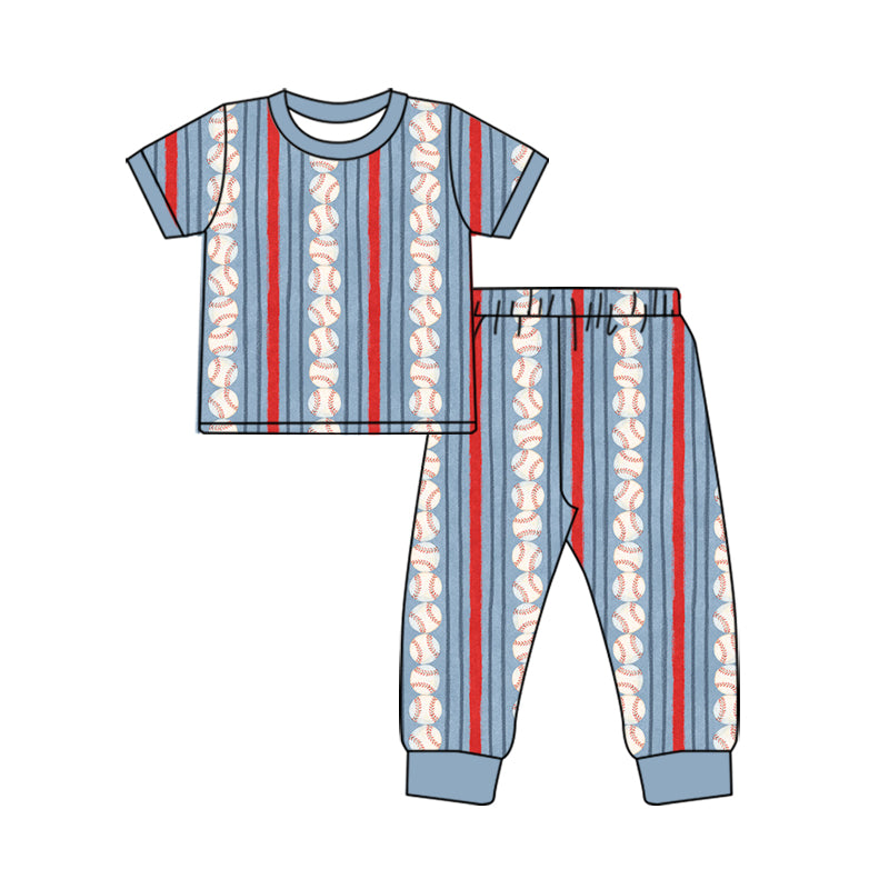 Baseball print boy short sleeve set outfit preorder
