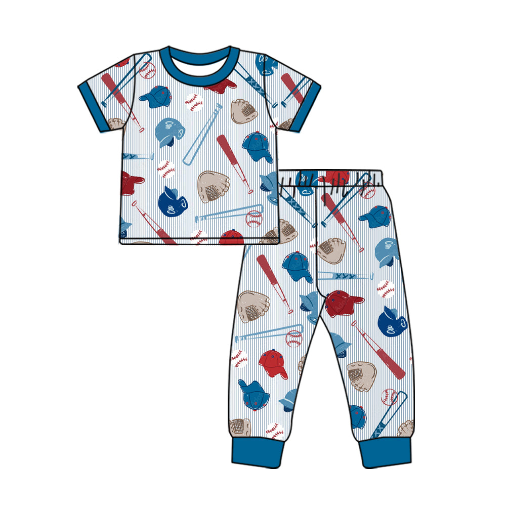 Easter baseball print boys short sleeve top pants set outfit preorder