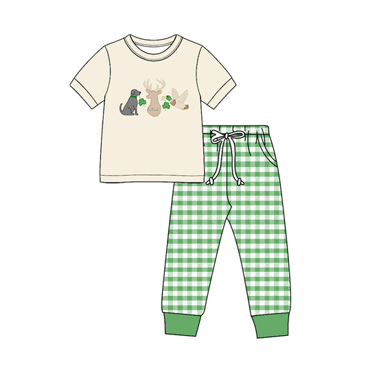 Deer duck dog print boy short sleeve outfit preorder