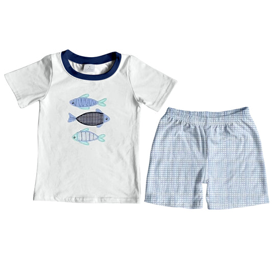 three fish baby boy summer short set preorder