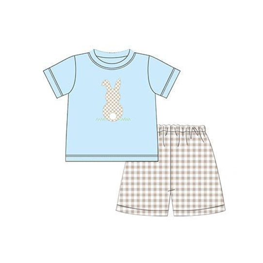 boy Easter bunny brown gingham  outfit preorder